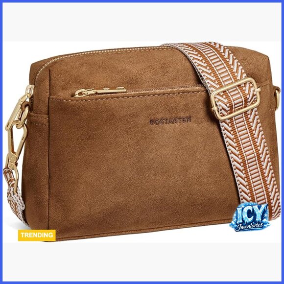 Handbags - Triple Zip Vegan Leather Crossbody Purse with Guitar Strap